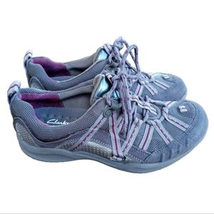 Clarks Wave Womens Size 6 Circuit Gray Silver Suede Walking Athletic Shoes